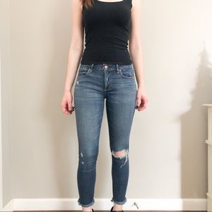 Abercrombie & Fitch mid rise distressed ankle jean